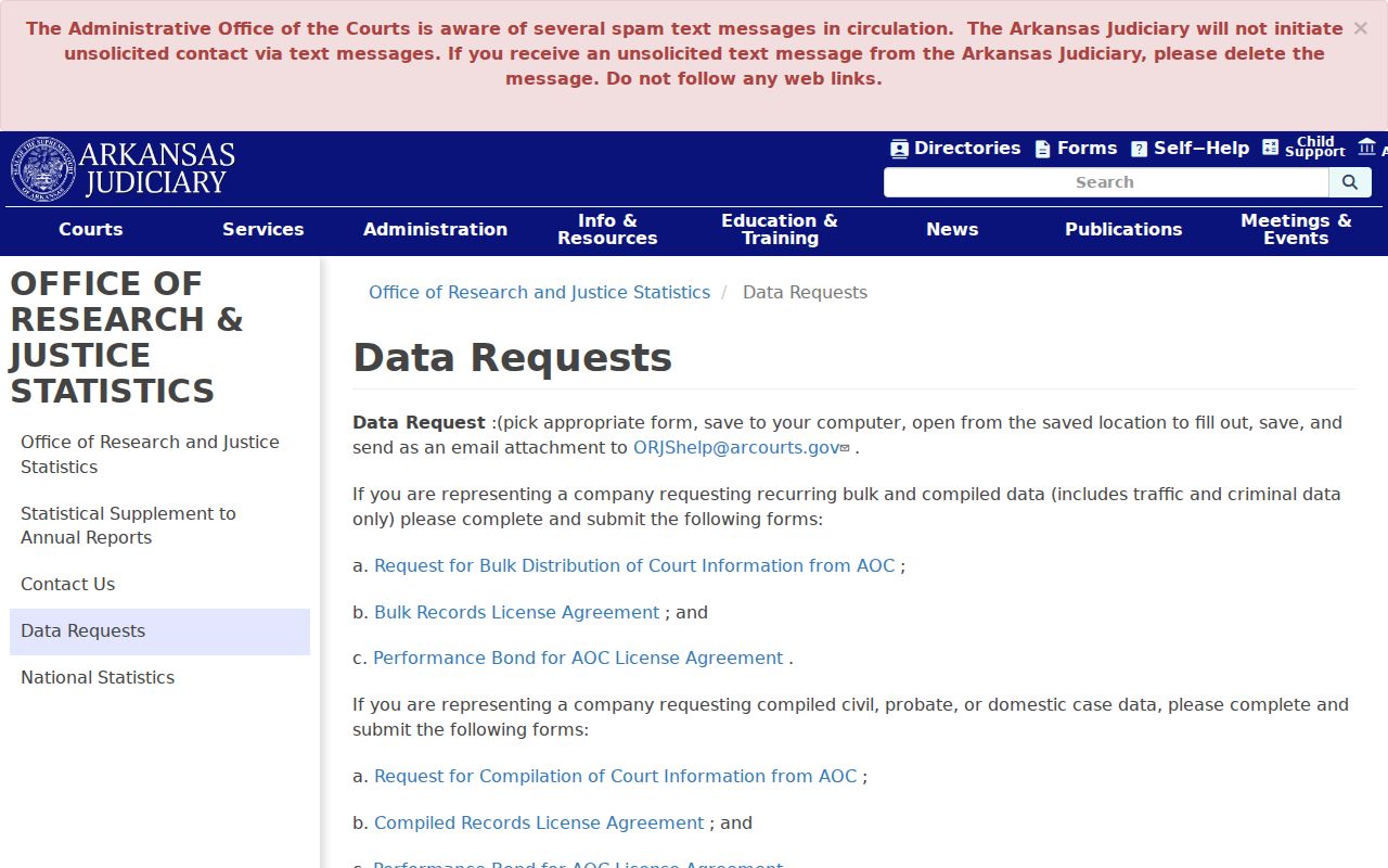 Prairie County warrant records request instructions from Arkansas courts