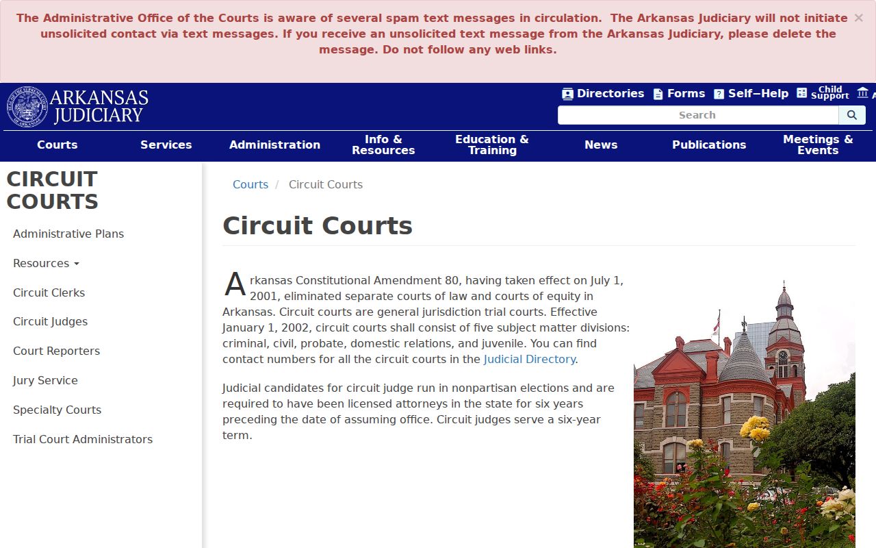 Prairie County warrant records and Arkansas circuit court jurisdiction